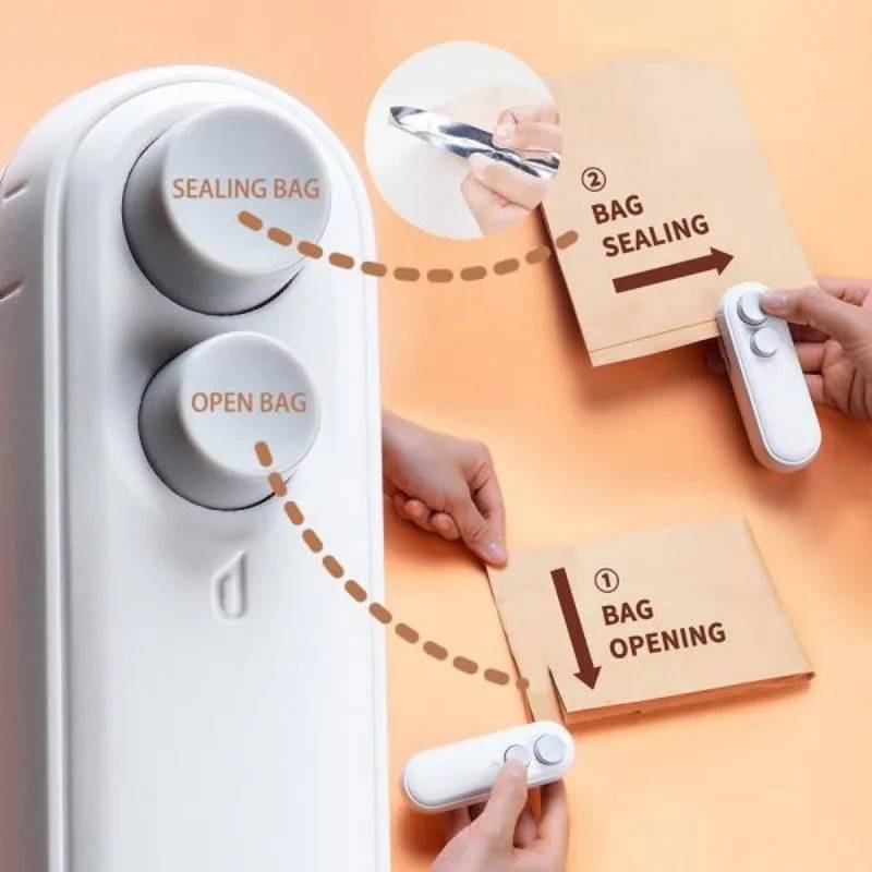 Mini scelleuse thermique Portable 2 en 1, pour collations, usage domestique, rechargeable, scelleuse sous vide, pour collations, sac en plastique