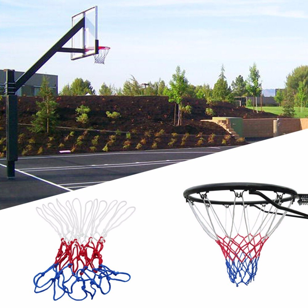 1PC Basketball Hoop Goal Rim Mesh Net Backboard Rim Ball Pum Sports Standard Nylon Thread Thick 5mm Red White Blue