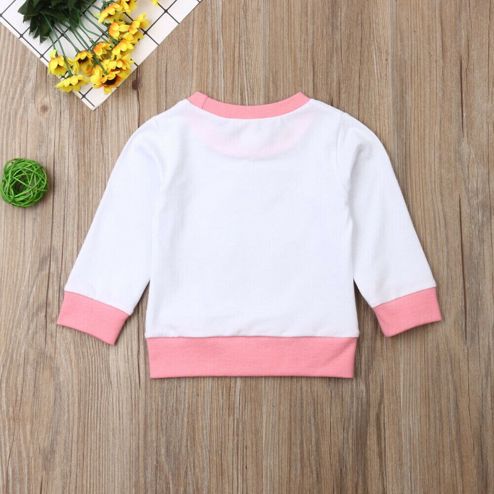 2019 Del Bambino di Autunno della Molla Capretti Dei Vestiti Del Bambino Della Ragazza Felpa Magliette e camicette A Maniche Lunghe T-Shirt Con Paillettes Flamingo Patchwork Vestiti 6 M- 4T