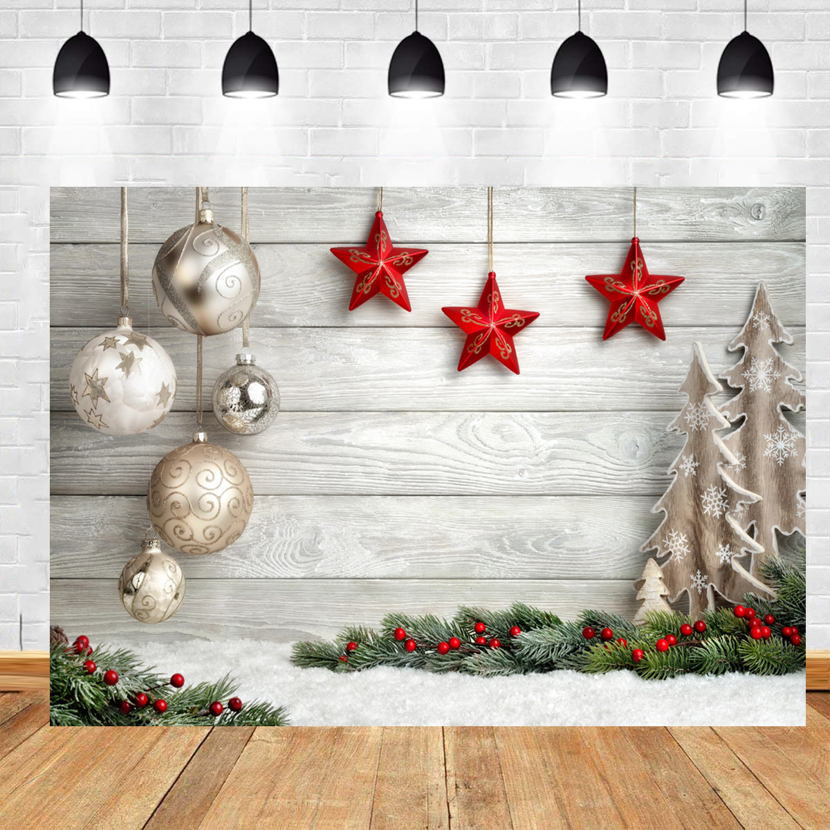 BEIPOTO Christmas Photography Backdrop Xmas Background for Kids family party decor photo studio booth props wood wall shoot B253