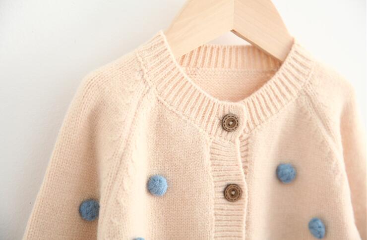 Tjejtröjor höst vinter baby flicktröja pompom bomull ull barn småbarn tjejer kofta kläder småbarnströja