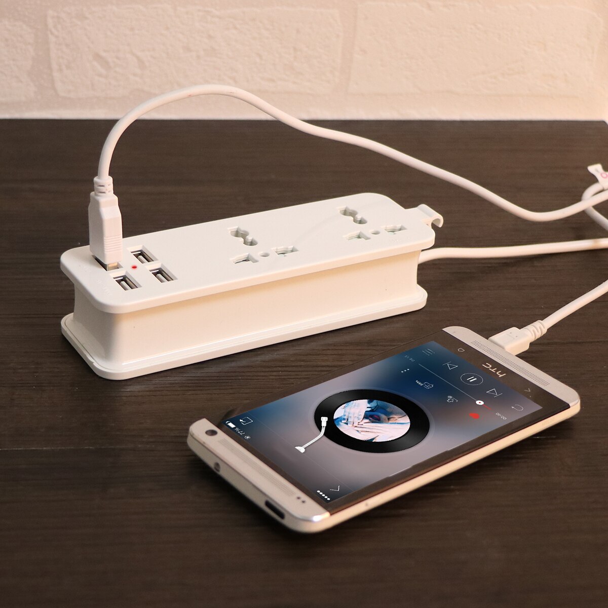 Power Strip EU Plug - 2 AC Outlets + 4 USB Ports - 1.5m Cable - Surge Protector - Smart Charger Hub
