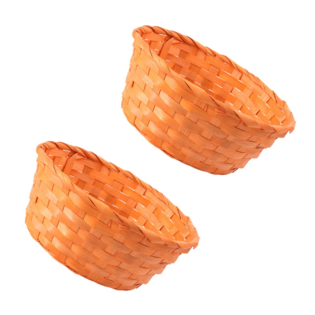 2pcs Hand Woven Basket Desktop Storage Basket Easter Egg Storage Baskets: Orange