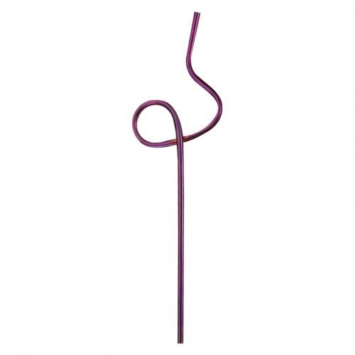 Drinking Straw Food Grade Rust-proof Stainless Steel Unique Shaped Polishing Surface Eco-friendly Metal Coffee Straws for Home: Purple
