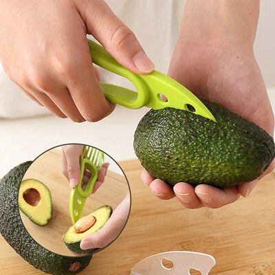 3-in-1 Avocado Slicer Dunschiller Skinner multifunctionele Fruit Cutter Mes Corer Pulp Separator Shea Boter Mes Keuken Gadgets