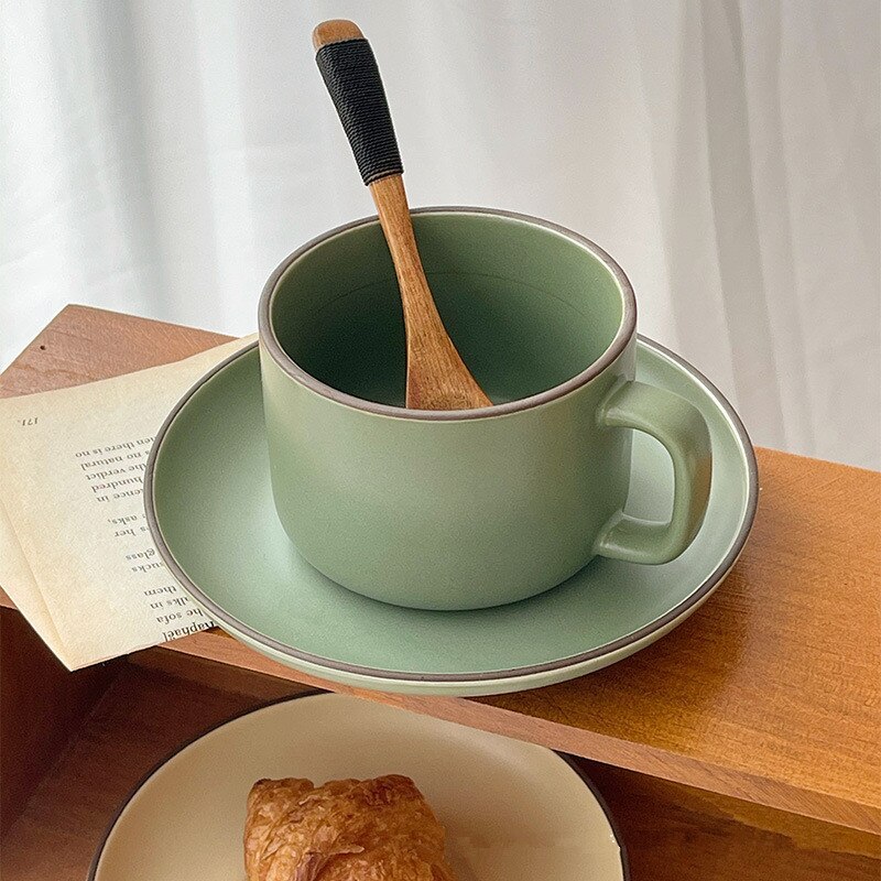 Cutelife nordycki ins beżowy zestaw ceramicznych filiżanek spodek kuchnia picie wielokrotnego użytku filiżanka robić mleka i herbaty dekoracyjny ślubny kubek śniadaniowy