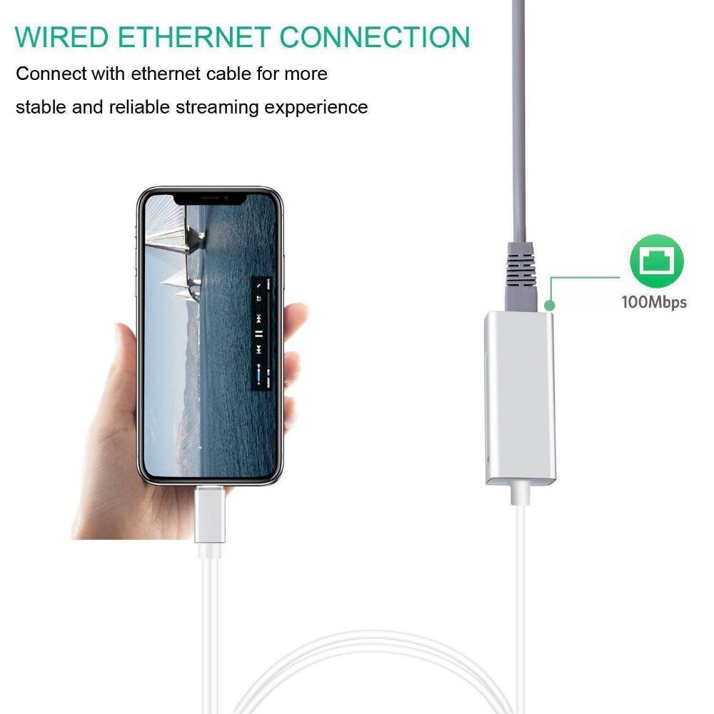 100Mbps iOS Network Cable Adapter for IPhone 11 pro MAX X XS XR 5 6 7 8 Plus Ipad To RJ45 Ethernet Wired Link Surf the Internet