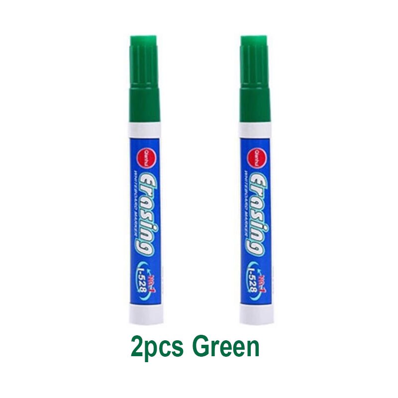 Stylos marqueurs effaçables de grande capacité, 4 couleurs, pour tableau blanc, écriture, fournitures de papeterie scolaires en classe: 2pcs Green