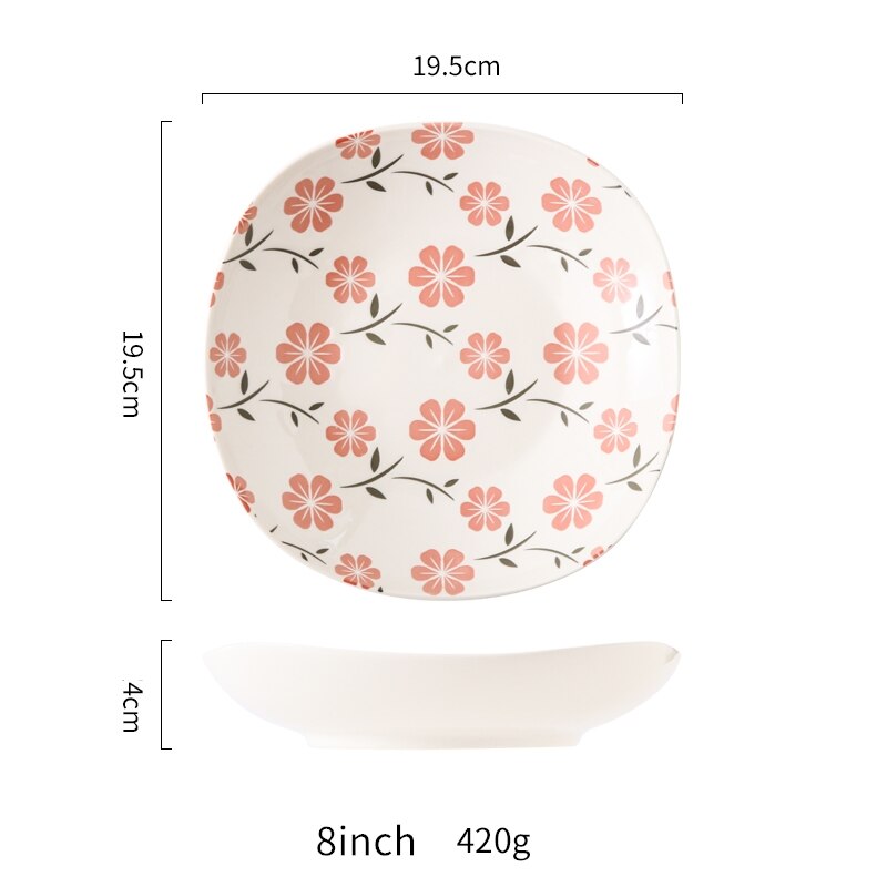 Os chine ustensiles de cuisine porcelaine carré assiette creuse assiette boulette nordique sous-glaçure ménage ustensiles de cuisine porcelaine: White  A