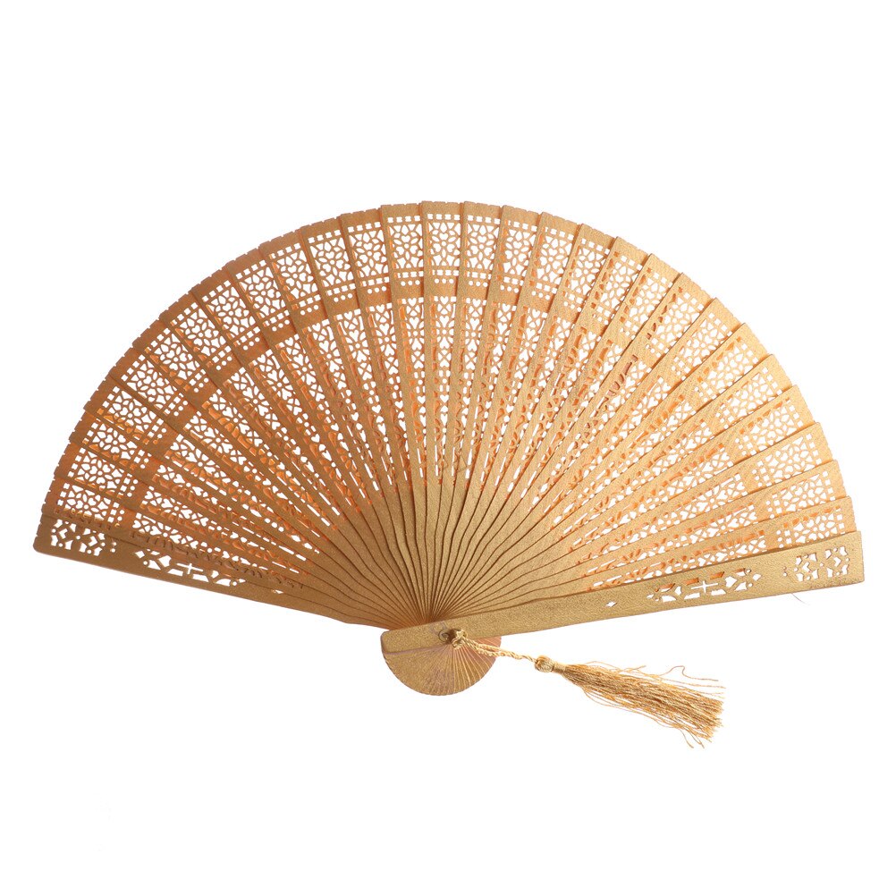 Multi Kleur Chinese Vintage Hout Holle Gesneden Hand Fan Opvouwbare Fan Pocket Fan Party Gunsten