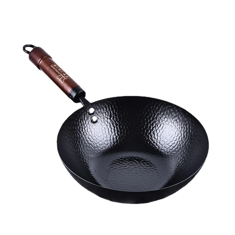Let wokpande til kvinder, hammerpande i støbejern, holdbar wok med non-stick-belægning, til gaskomfur og induktionskøkkengrej