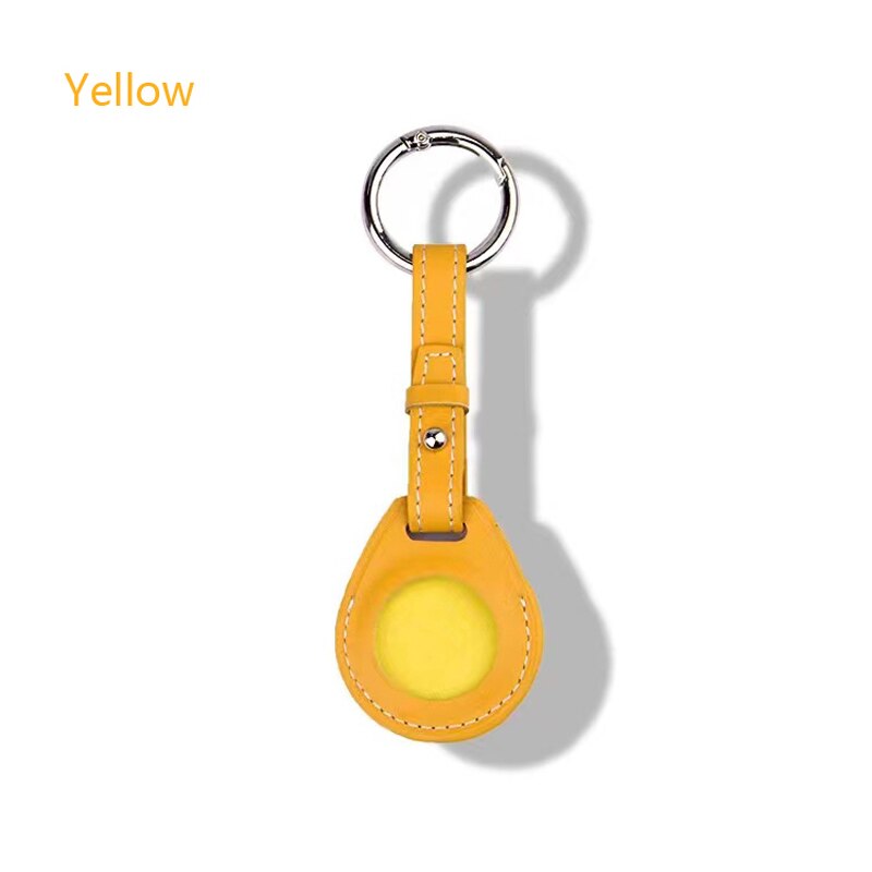 Fashionl Uxurious Shockproof Beschermhoes Voor Apple Airtag Lederen Hangable Sleutelhanger Bagagelabel Bag Charm Loop: Yellow