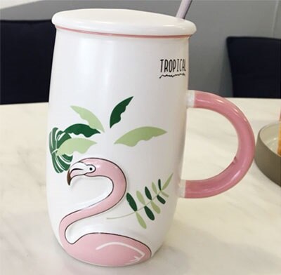 Oussirro flamingo kuvio luonnollinen marmori posliini kahvimuki teetä maito kuppi hääpäivä: A
