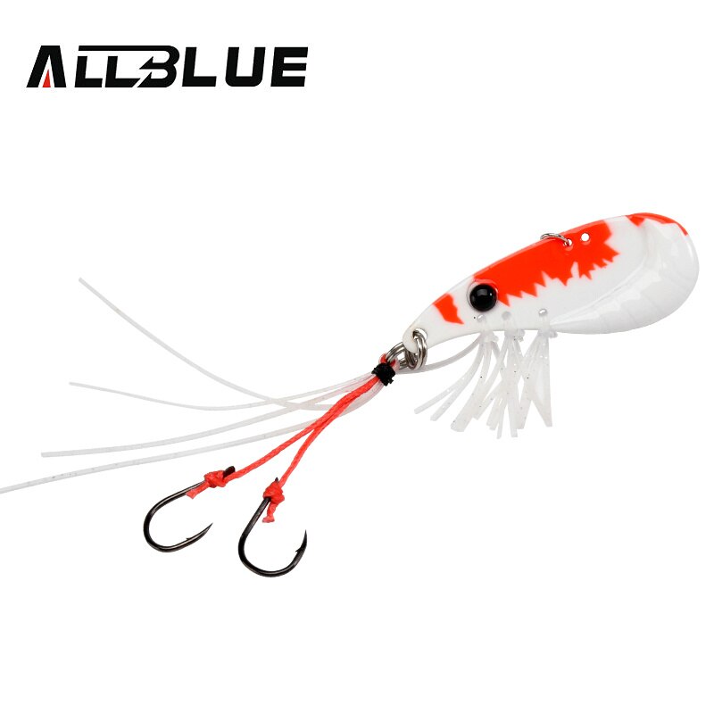 ALLBLUE Crazy Shrimp 7g 14g Metal VIB Sinking Blade Spoon Fishing Lure Bass Artificial Bait With Jig Assist Hook Rubber Skirt: Coror D / 40mm 7g