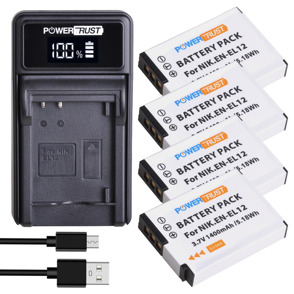 EN-EL12 ENEL12 Battery and LED USB Charger for Nikon Coolpix AW100 AW100s AW110 AW110s AW120 P330 P340 S310 S70 S610 S620 S630: 4Battery and Charger
