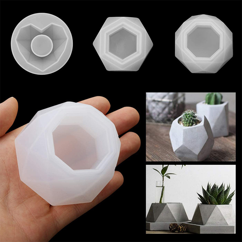3D Silicone Molds Succulent Flower Pot Concrete Cement Clay Mould DIY Cement Plant Pot Candle Soap Making Mould Form For Candle
