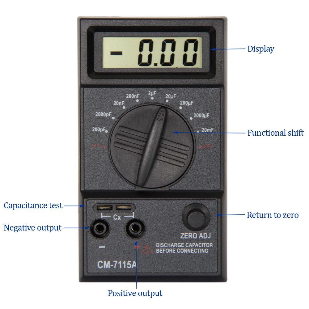 CM7115A Praktische Condensator Meter Digitale Multimeter LCD Display Meten met Dual-Slope integratie A/D converter systeem