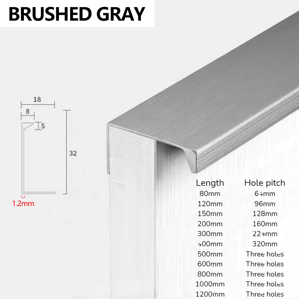 Tiradores ocultos para gabinetes de cocina, cómoda, cajón y armario, manija de puerta de armario de aleación de aluminio, herrajes para muebles: 5 XL / Plata
