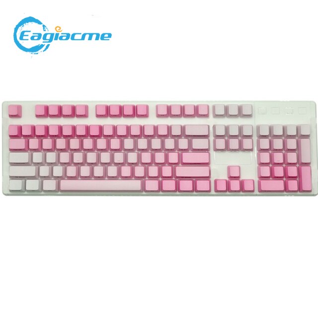Teclas de gradiente PBT OEM para teclado mecánico, 104 teclas, grabado lateral opaco, teclas universales para teclado de juego, interruptor MX: Pink Side engraved