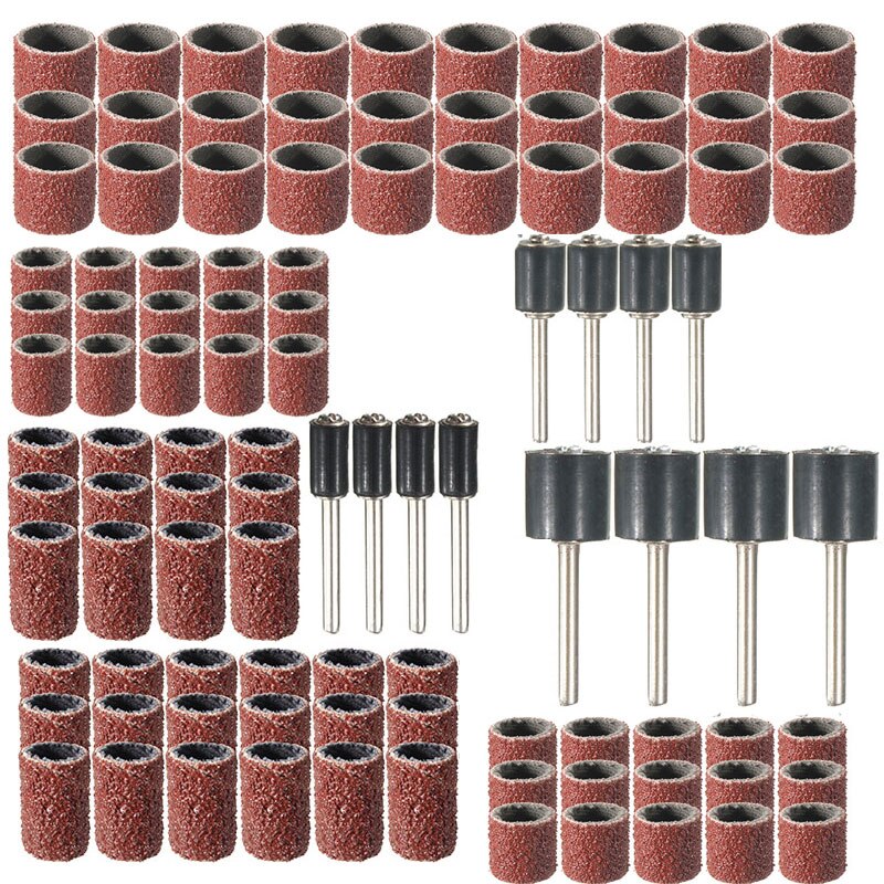 102 kpl / set 120 grit hionta rumpu kiillotus hiekkapaperi ympyrä kit 1/2 3/8 1/4 tuuman hionta karat sopivat dremel pyörivä työkaluja