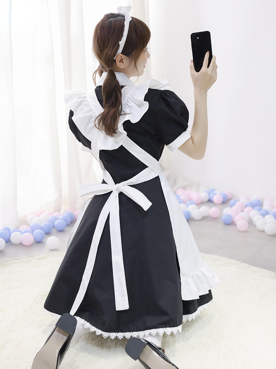 Disfraz de sirvienta Lolita para mujer, traje de sirvienta francesa, conjunto de vestido, uniforme para mujer