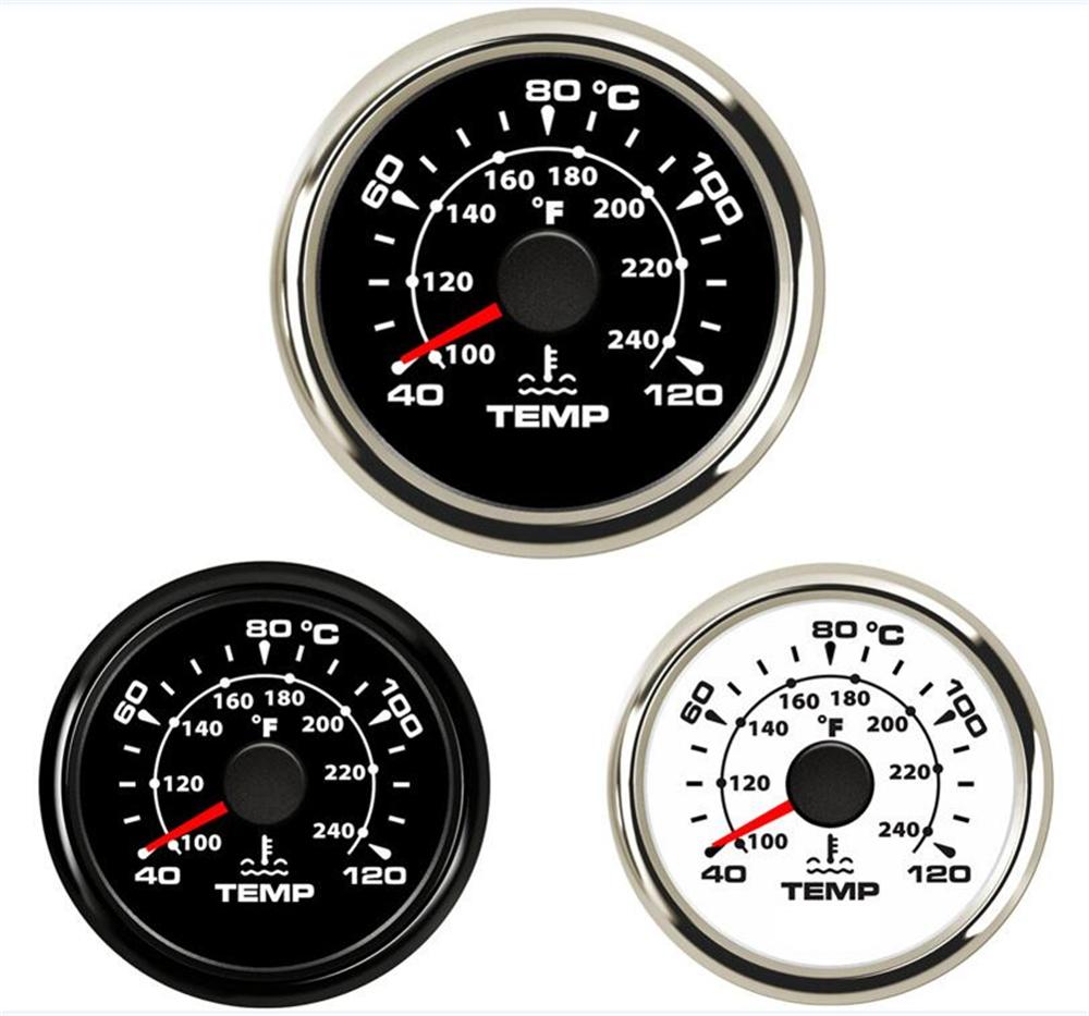 1pc 287.4~22.4ohm Water Temperature Gauges 52mm 40-120 Degree Water Temp Meters Auto Device Sending Unit for Car Ship Motorcycle