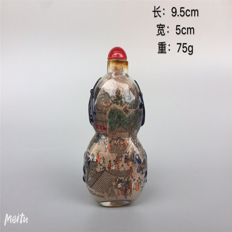 Chinese Oude Beijing Glas Ingebouwde Schilderen Snuff Fles Binnen Geschilderd Characters Patroon