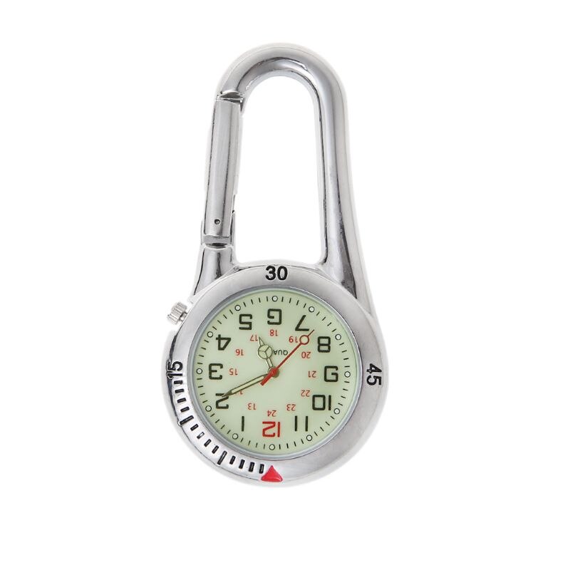 draussen Karabiner Fluoreszierende Uhren Rucksack Schnalle Klettern Haken Leuchtende Uhr-Gesicht: Silber-