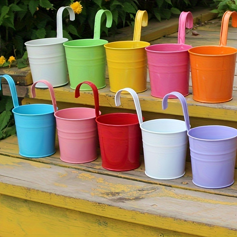 10 stks/set Ijzer Pastorale Balkon Potten Plantenbakken Muur Opknoping Metalen Emmer Bloem Houder Vaas Bloempot Tuin Decoratie Benodigdheden: Default Title
