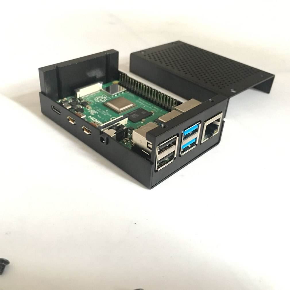 For Raspberry Pi 4 Model B+ Aluminum Case Protective Shell Metal Enclosure Silver Black Case For Raspberry Pi