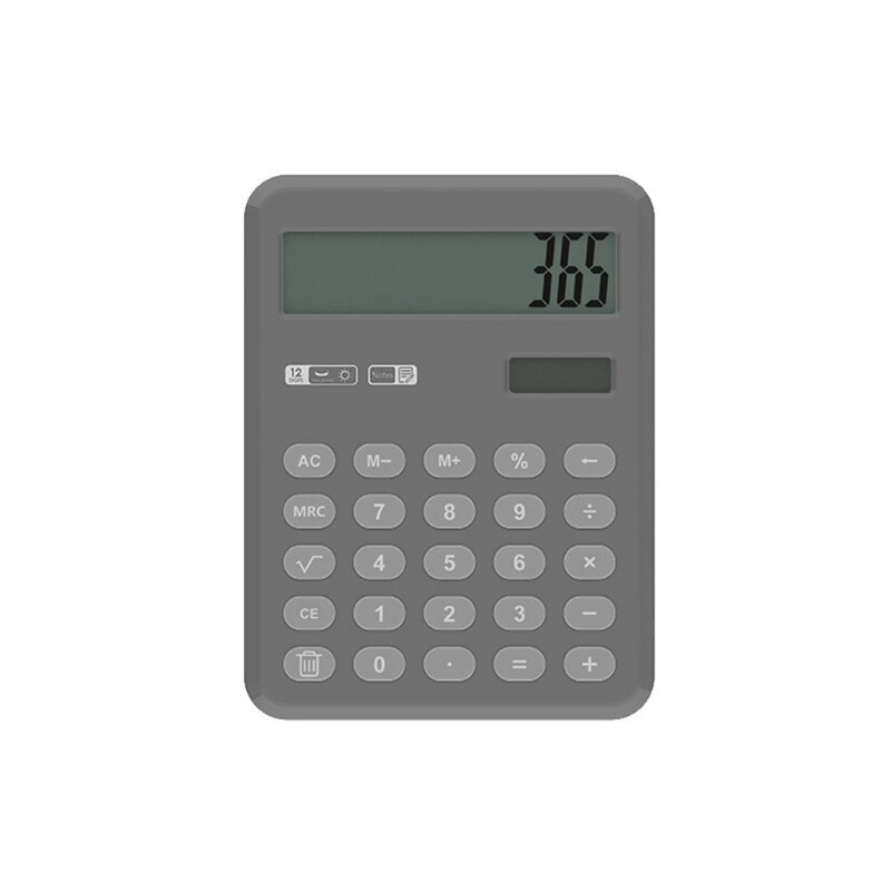 P8DC Calculator 12-Digit Desk Calculators with Pull-out Writing Tablet Mute Portable Desktop Multi-Functional Dual Power: grey