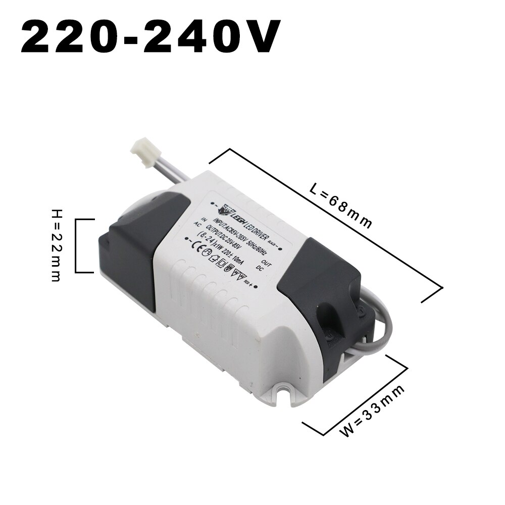 AC220-240V Input 8-24W LED Constant Current Driver DC 25-80V 220mA Output Circular LED Driver For LED Ring Panel Ceiling Lamps