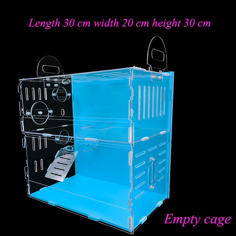 Maison de Hamster bleu grande taille Villa acrylique Double cobaye Cage petit animal de compagnie pour un Hamster Bservation nid: Empty cage-06