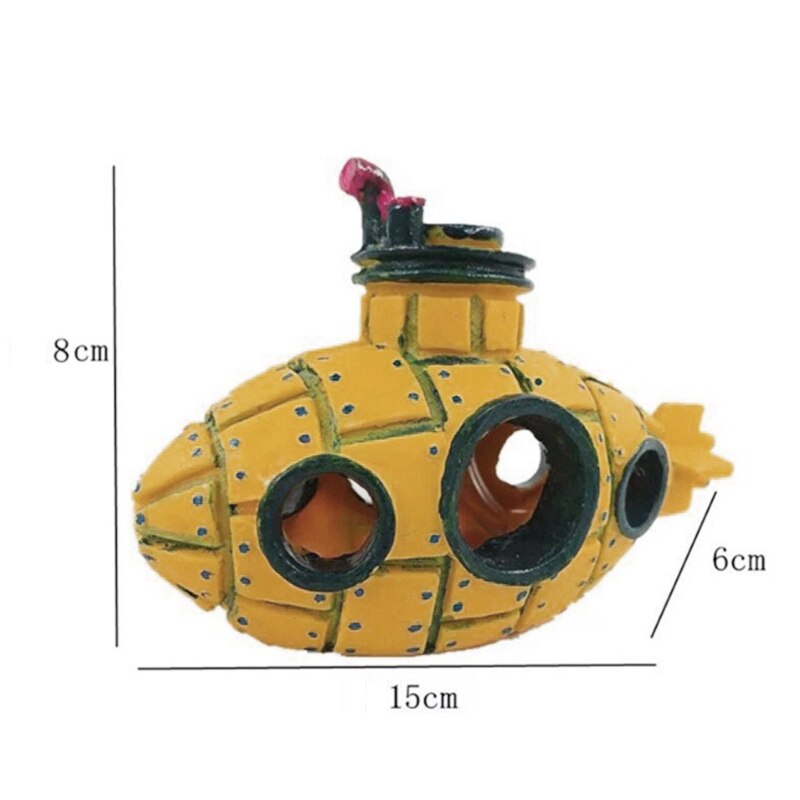 Aquarium vis tank decoratieve bubbelmachine gele ruimteschip decoraties