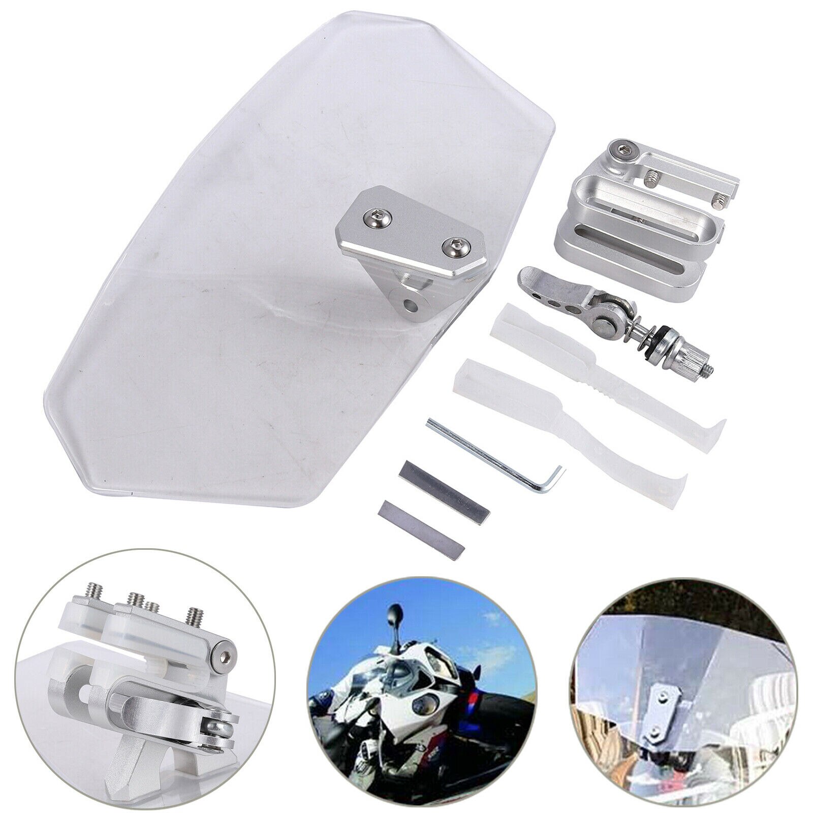 Universal Clear Windshield Motorcycle Windscreen Wind Screen Deflector Motorbike