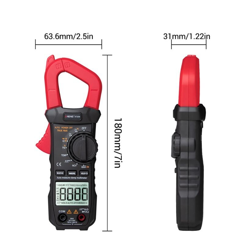 6000 Counts True RMS Clamp Meter Digital Multimeter w/ Square Wave Output Diode MOLC