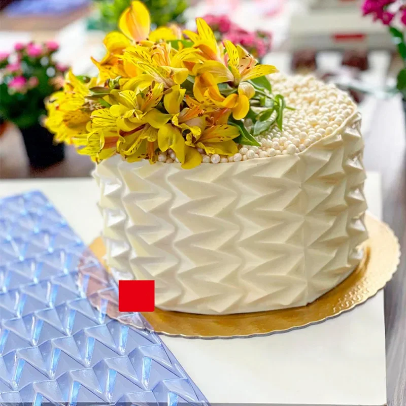 Molde para envolver pasteles de Origami 3D, de plástico, borde de pastel, plantilla para pasteles, utensilios para hornear, accesorios de panadería de Chocolate: Azul cielo