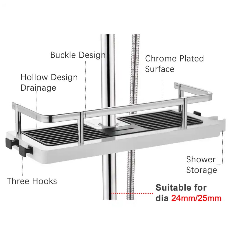 Douche Opslag Rack Organizer Badkamer Pole Planken Holder Shampoo Lade Enkele Tier Geen Boren Lifting Staaf Douchekop Houder