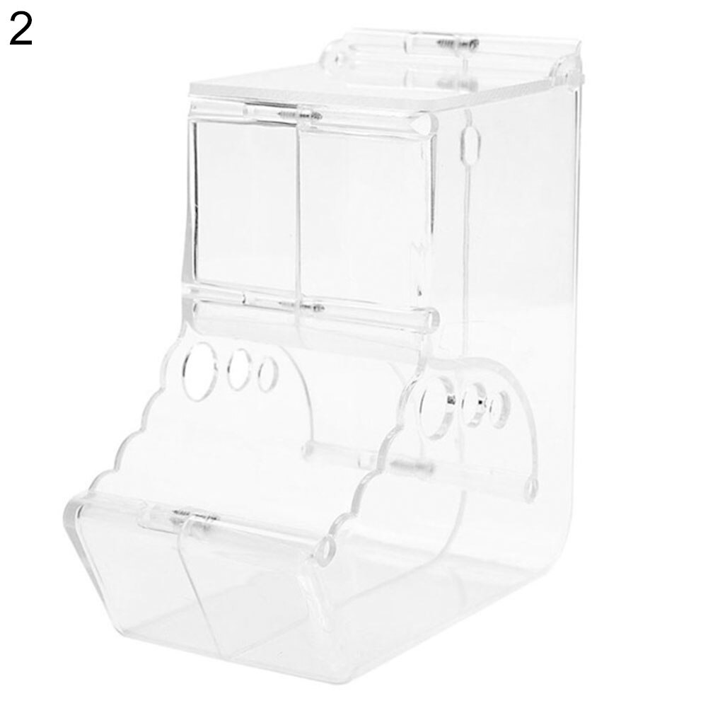 thumbnail image 2 of No Mess Bird Cage Feeder Automatic Parrot Seed Feeders With Perch Acrylic Transparent Seed Food Container Cage Accessories For Small And Medium Parakeets Lovebirds 2 of 10