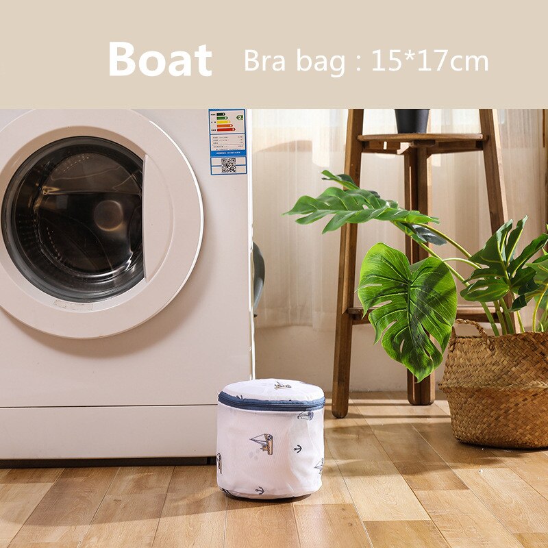 Dirty Laundry Bag for Washing Underwear Clothing Cute Printing Neatening Storage Bra Socks Organizador Folding Laundry Wash Bags: Boat 15-17cm