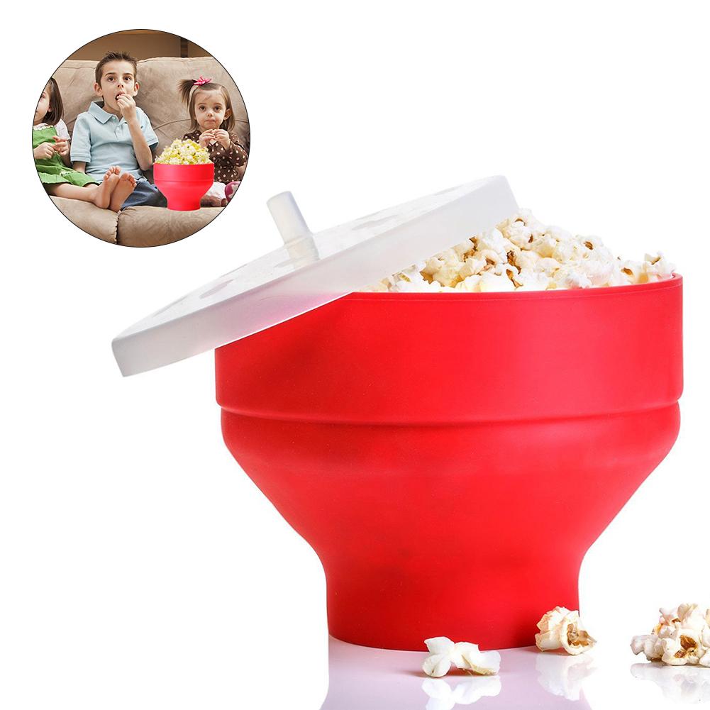 Magnetron Popcorn Maker Opvouwbare Siliconen Popcorn Popper Kom Pop Corn Kom Met Deksel Voor Thuis DlY Air Popcorn Popper kom: Default Title