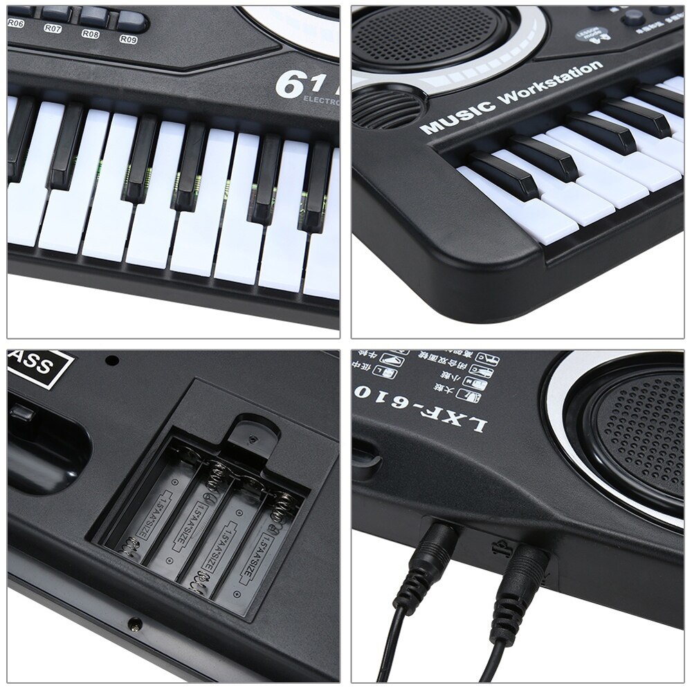 61 Keys Black Digital Music Electronic Keyboard Key Board Electric Piano Kids with microphone Keyboard Musical Instruments