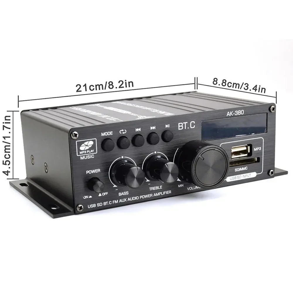 Sound Verstärker Kanal 2,0 HIFI Bluetooth 5 Verstärker Hause Digital Audio Verstärker 40 W + 40 W Musik Player AK380 für Auto MP3 Bass Trebl