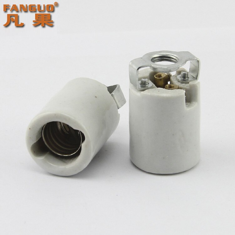 2pcs E14 high temperature resistant ceramic lamp holder E14 ceramic lamp holder size screw mouth lamp holder with bracket