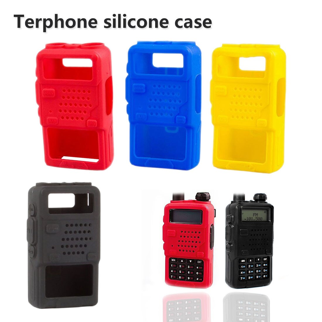 Cubierta portátil de silicona suave funda para Baofeng 5R 5RA R5E 5RB 5RA + 5RE PLUS F8 negro amarillo Azul Rojo opcional