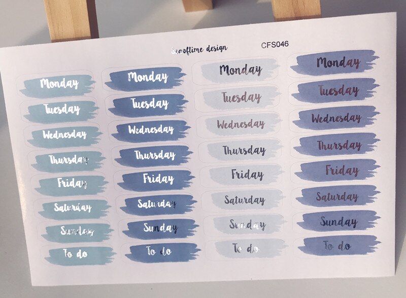 1pc Weekly calendar English words adhesive stickers blue Decorative Sticker DIY Planner diary Scrapbooking album Stickers