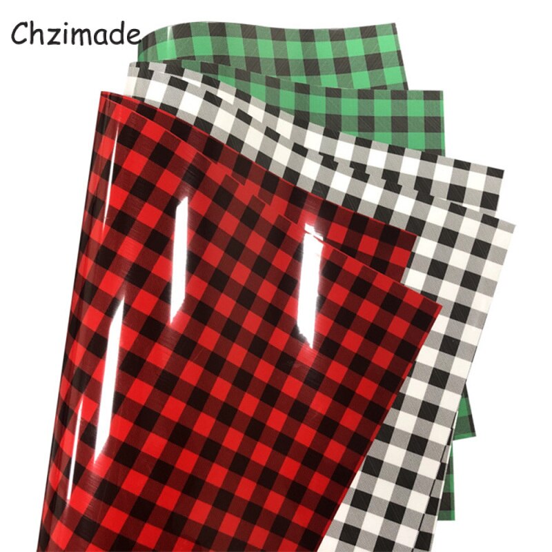 Chzimade Black Red Grid Heat Transfer PU Vinly Film For Heat Press Machine T-shirt Iron On Clothes Diy Handmade Crafts