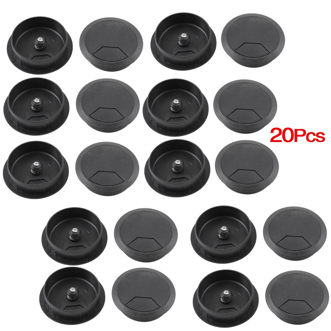 MYLB-PC Bureau Zwart Plastic 50Mm Diameter Flip Top Grommet Kabelopening Cover 20 Pcs