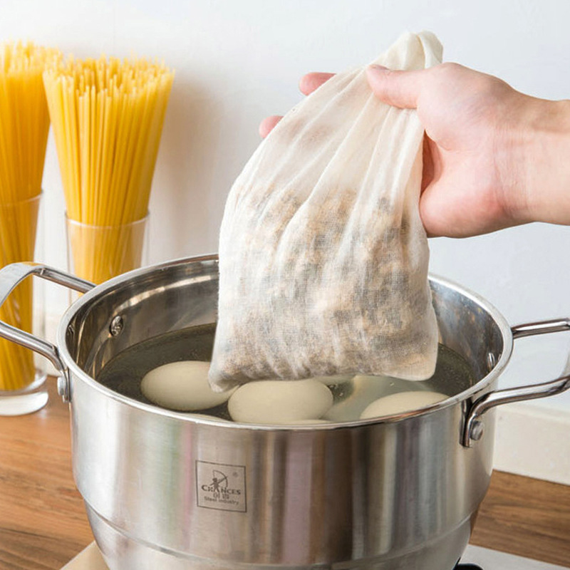 Cotton Drawstring Chinese Medicine Bag Kitchen Soup Reusable Strainer Filter Bags Tea Infuser Food Grade Spice Filters Teabags