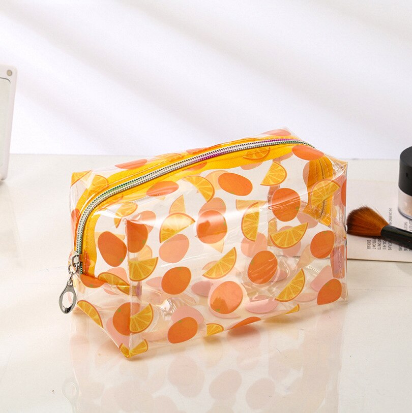 Brivilas bolsa de cosméticos transparente, bolsa feminina impermeável portátil para maquiagem, sacola de viagem, itens de higiene pessoal: Yellow fruit